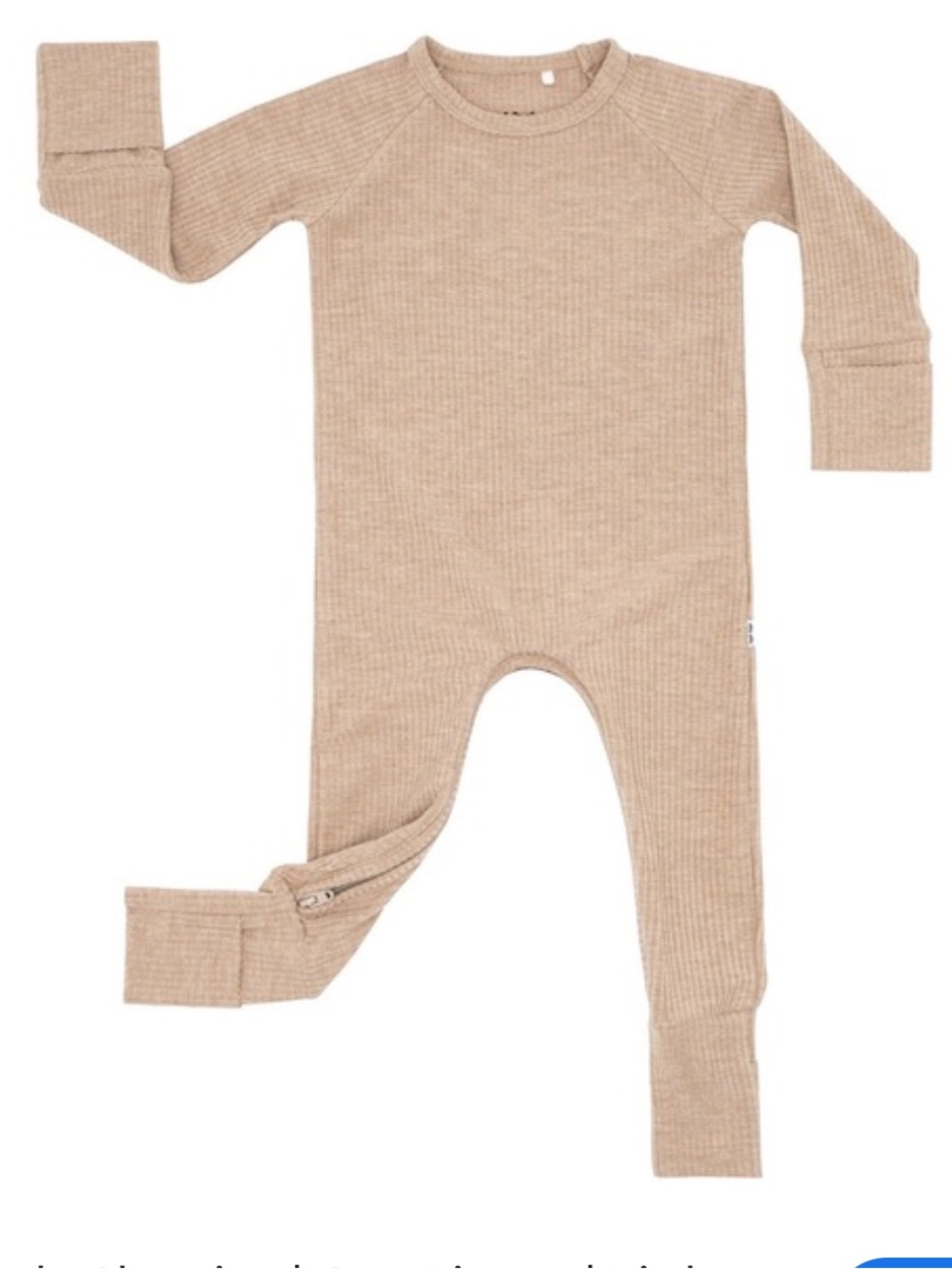 Little Sleepies Heather Fawn Ribbed Footie in Light Brown